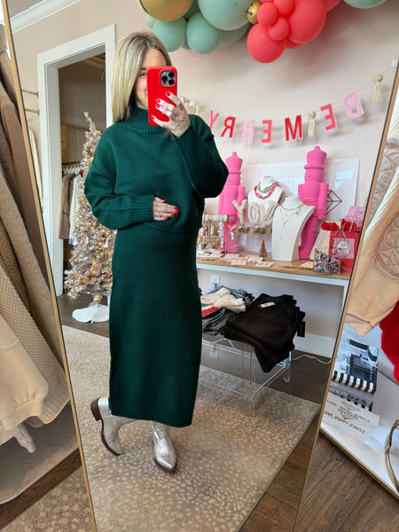 Skirt and sweater set - Dark Green