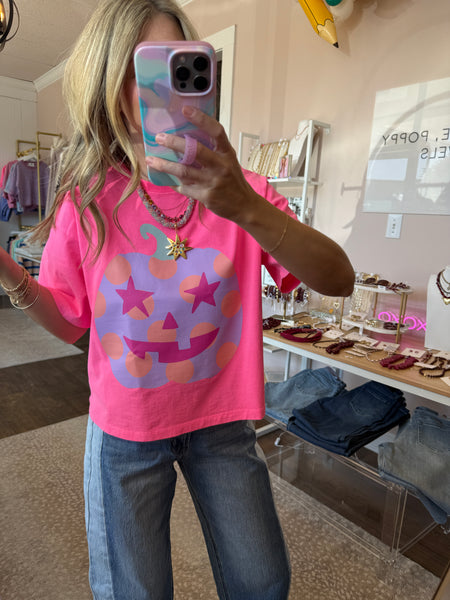 Polka Dot Jack-O-Lantern Crop Tee