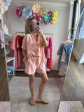 Peach Checker Top & Short Set - 2pcs
