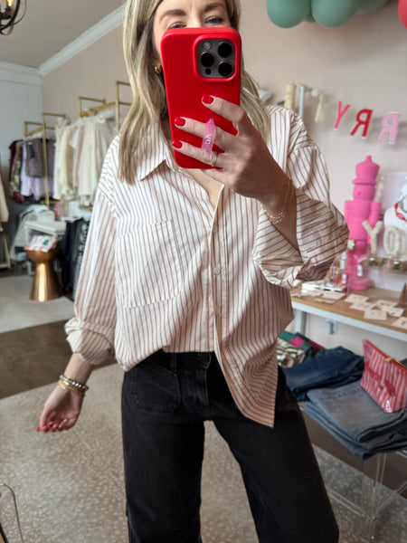 Pink stripe oversized blouse