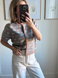 Toast Blue Floral Knit Cardigan