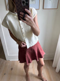 Cream Rolled Edge Sweater