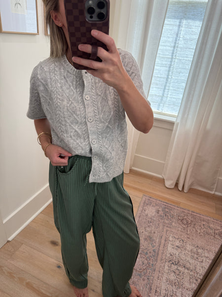 Green Striped Seam Detail Pants
