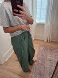 Green Striped Seam Detail Pants