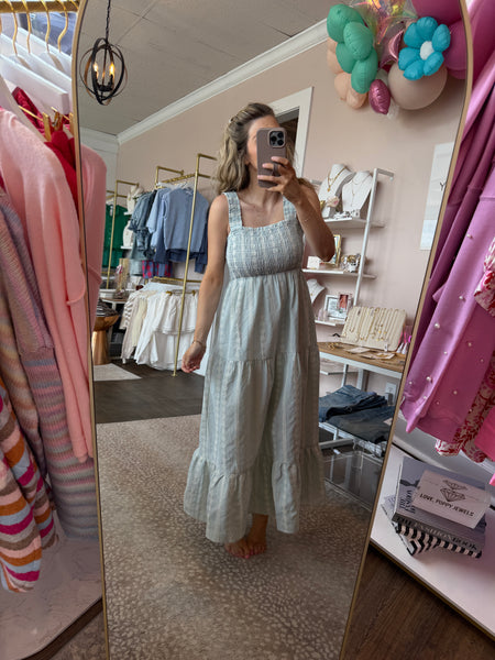 Sage Smocked Maxi Dress