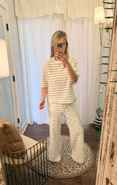 Sage Striped Terry Pant Set