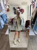 Olive Stripe Sleeveless Dress