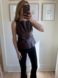 Faux Leather Belted Top