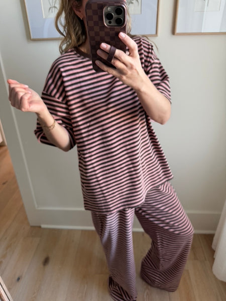 Pink Multi Stripe Pant Set
