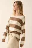 Taupe and Cream Striped Sweater