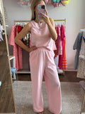 Soft Pink Sleeveless Top/Pants Set - 2pcs