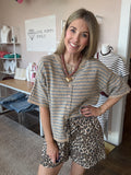Taupe & Grey Short Sleeve Sweater
