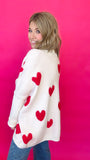 Heart Brushed Drop Shoulder Cardigan