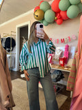 Oversized Stripe Button Down - Green