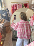 Botanical Print Pink Blouse
