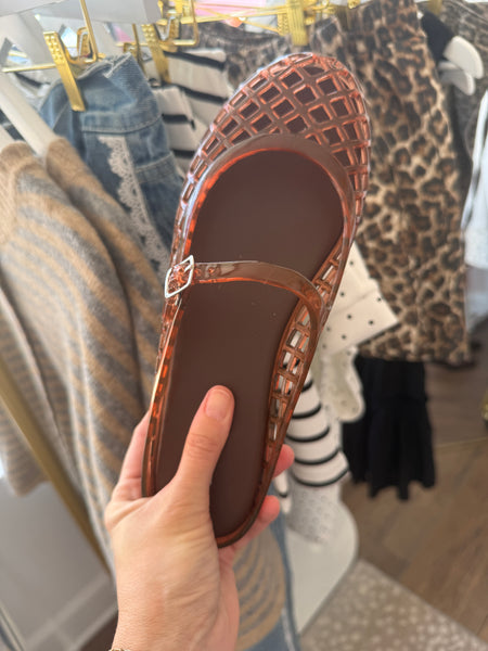 Dark Brown Jelly Mary Janes