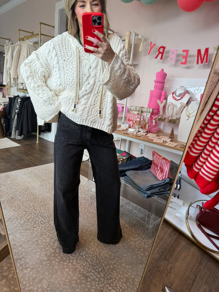 JBD Micro patch pocket wide leg - washed black