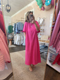 Pink Tee Maxi Dress with Center Seam