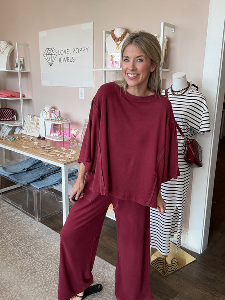 True Maroon Pants Set  - 2 pieces