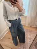 Wide Leg Mineral Wash Utility Jeans