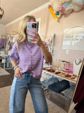 Orchid & Blue Short Sleeve Sweater