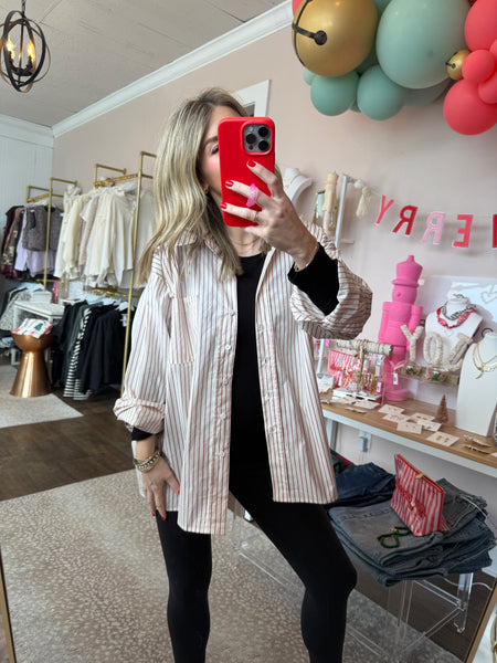 Pink stripe oversized blouse