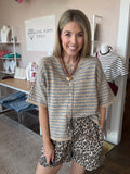 Taupe & Grey Short Sleeve Sweater