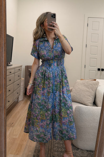 Cobalt Blue Zipper Maxi Dress