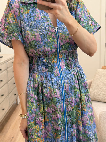 Cobalt Blue Zipper Maxi Dress