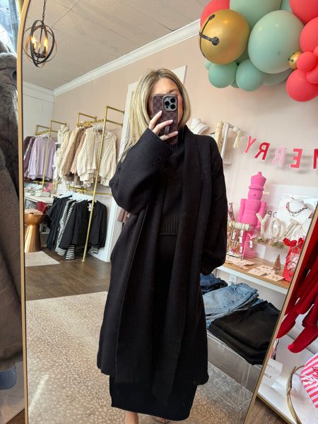 Longline sweater duster - black