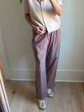 Burgundy & Pink Ruffle Hem Pants