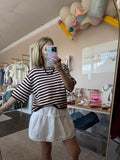 Wine Crochet Striped Sweater