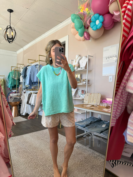 Mint Cap Sleeve Sweater
