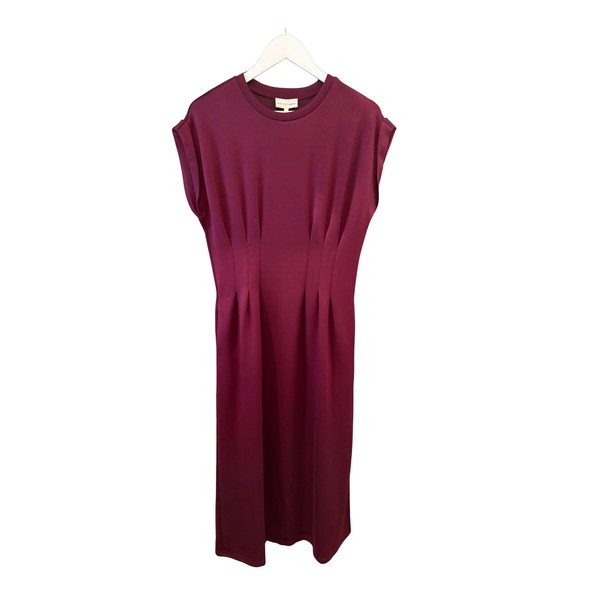 Maroon Cap Sleeve Midi Dress