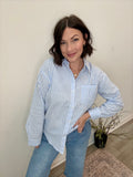 Blue and White Stripe Button Down Shirt
