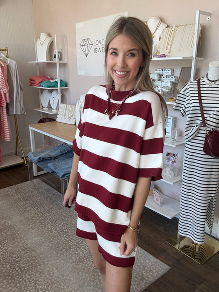 Gameday Stripe Sweater Lounge Set - 2pcs