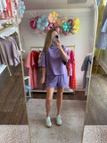 Dusty Purple Scuba Shorts Set - SOLD AS SET