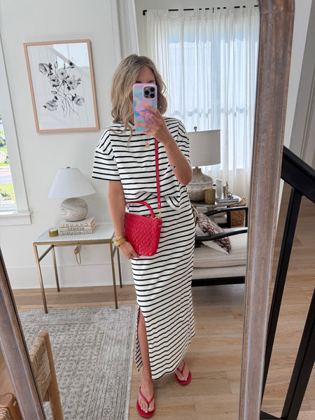 Black and White Striped Skirt Set - 2pcs