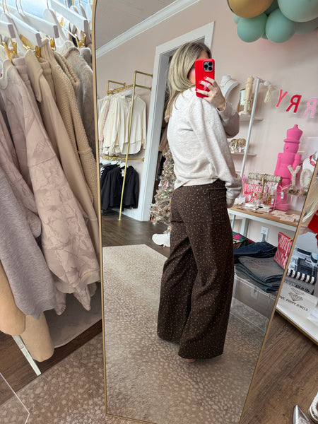 Brown corduroy floral pants