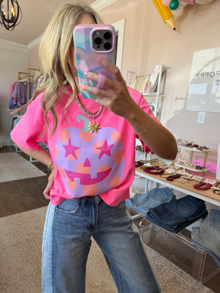 Polka Dot Jack-O-Lantern Crop Tee