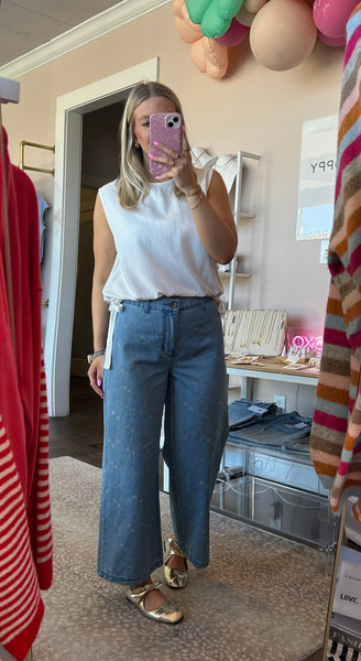 Side Tie Sleeveless Linen Top