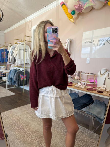 Maroon Light Weight Long Sleeve Cardigan