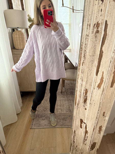 Cable Knit sweater - Lilac Gray