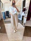 Cream Seam Detail Drawstring Pants