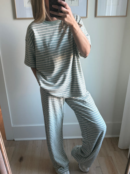 Mint Multi Stripe Pant Set