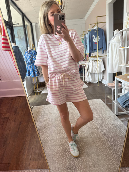 Pink Textured Knit Shorts Set - SOLD AS  SET