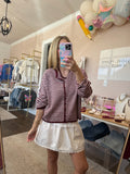 Maroon Stripe Long Sleeve Cardigan