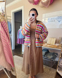 Multicolor Striped Open Cardigan