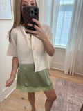 Matcha Satin Lace Trimmed Skirt
