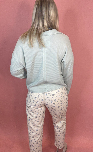 Floral Ecru Denim Pants